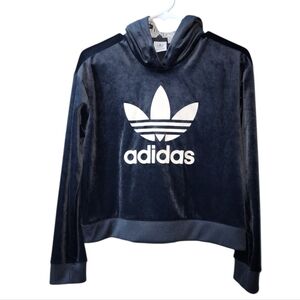 🤍Girls Size Lg Adidas Original Trefoil Velour Hoodie🖤